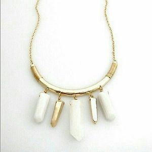 White Jade Gold Plated Statement Necklace
